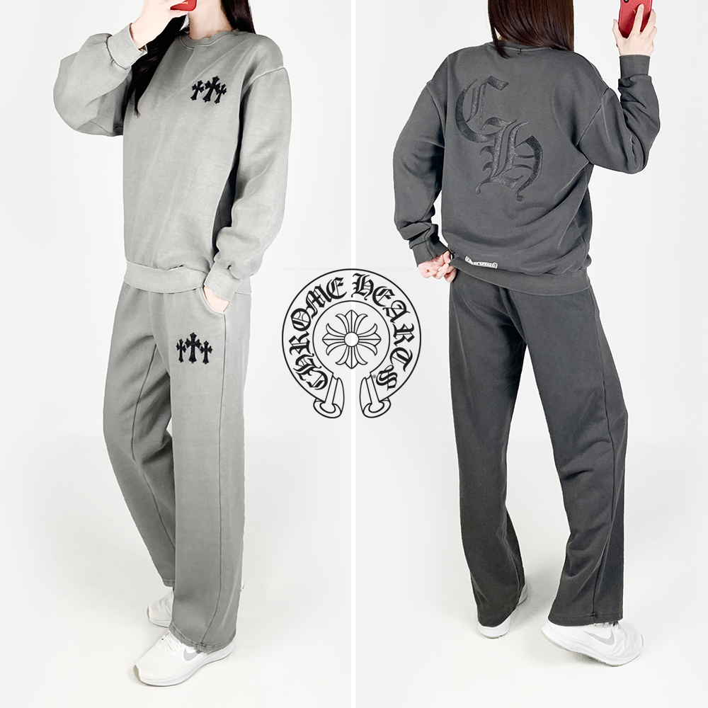 크롬하츠 기모 피그먼트 맨투맨 세트 / 남여