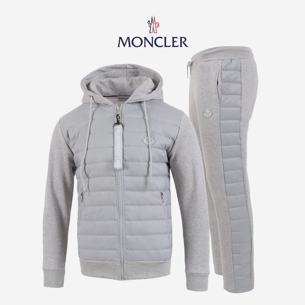 몽클레어 실버 로고 패치 패딩 집업 셋업